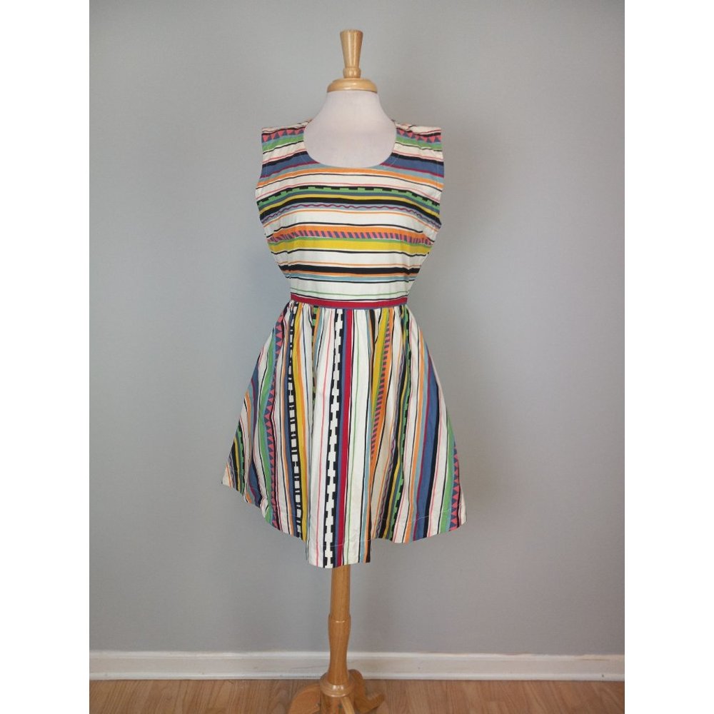 Kate Spade Saturday Striped Open Back A-line Dress Multicolored Size Large